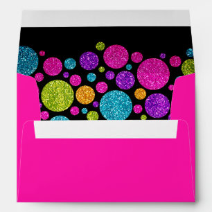 Colourful Glittery Dots on Any Colour Bat Mitzvah Envelope