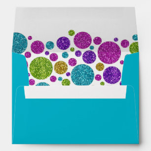 Colourful Glittery Dots on Any Colour Bat Mitzvah Envelopes