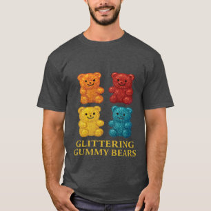 Colourful Glittery Gummy Bears Design T-Shirt