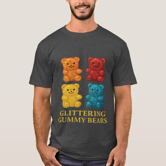 Colourful Glittery Gummy Bears Design T-Shirt (Front)