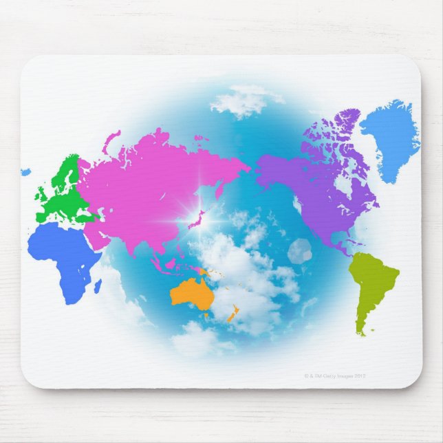 Colourful Global Map Mouse Mat (Front)