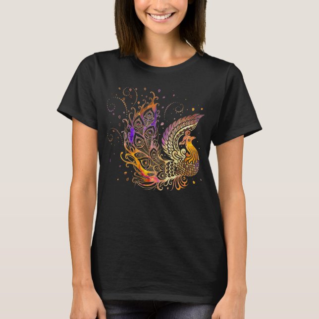 Colourful Glow Phoenix Bird T-Shirt (Front)