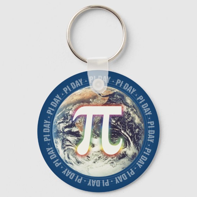 Colourful Glow Pi Day on Earth | Math Key Ring (Front)