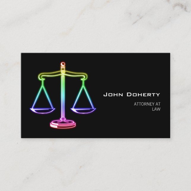 Colourful Glow Scales of Justice Business Card (Front)