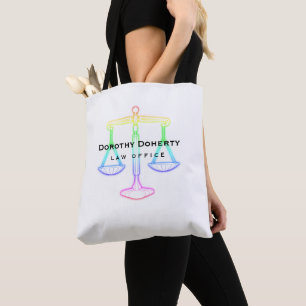 Colourful Glow Scales of Justice Lawyer Tote Bag