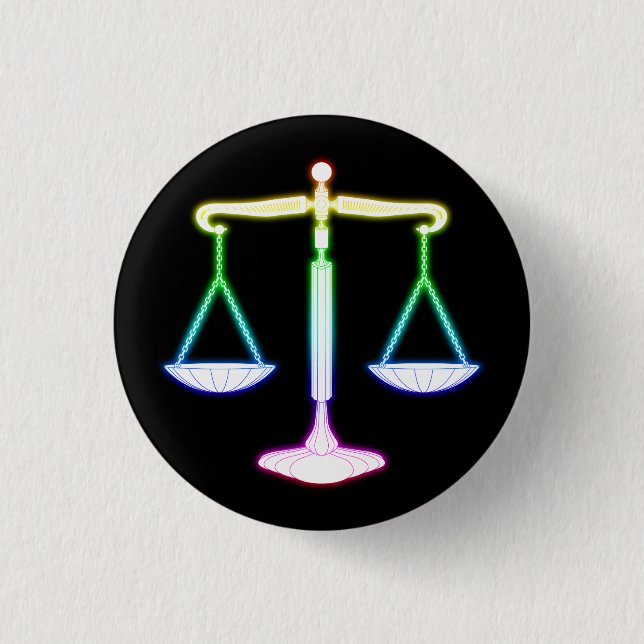 Colourful Glow Scales of Justice | Unique Gifts 3 Cm Round Badge (Front)