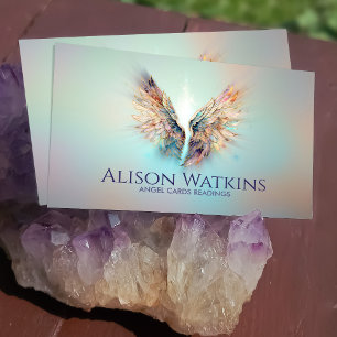 Colourful glowing Angel wings   Business Card