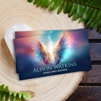 Colourful glowing Angel wings Business Card