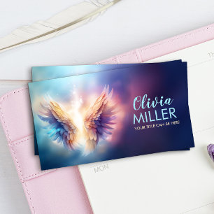 Colourful glowing Angel wings   Business Card