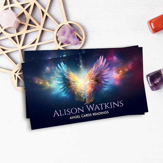 Colourful glowing Angel wings   Business Card (Creator Uploaded)