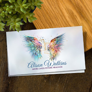 Colourful glowing Angel wings cards 