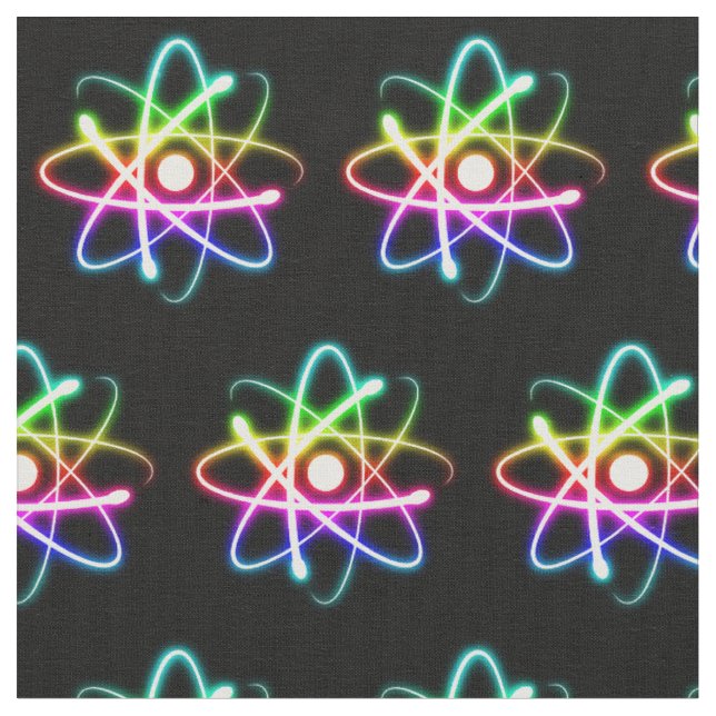 Colourful Glowing Atom (001) Fabric (Close Up)