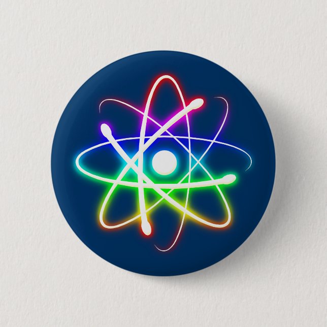 Colourful Glowing Atom 6 Cm Round Badge (Front)