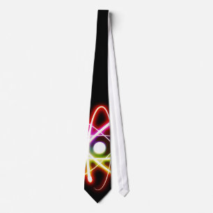 Colourful Glowing Atom Black Geek Gifts Tie