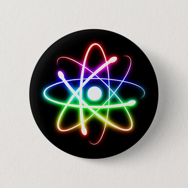 Colourful Glowing Atom | Geek Cool Gifts 6 Cm Round Badge (Front)