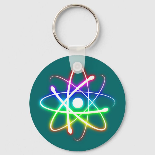 Colourful Glowing Atom | Geek Key Ring (Front)