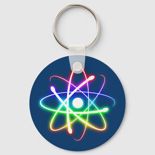 Colourful Glowing Atom Key Ring (Front)