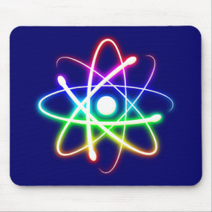 Colourful Glowing Atom Mouse Mat