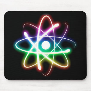 Colourful Glowing Atom   Nerd Mouse Mat