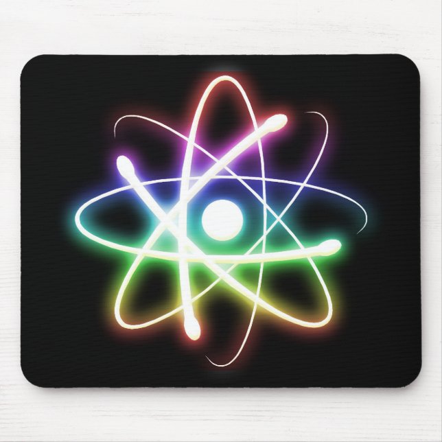 Colourful Glowing Atom | Nerd Mouse Mat (Front)