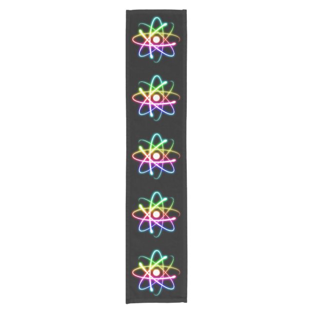 Colourful Glowing Atom Pattern Short Table Runner (Front)