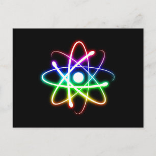 Colourful Glowing Atom Postcard