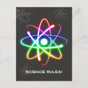 Colourful Glowing Atom Postcard