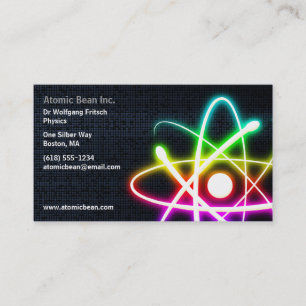 Colourful Glowing Atom - Scientist Business Card