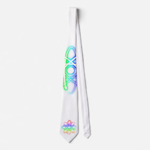 Colourful Glowing Atom - White Tie