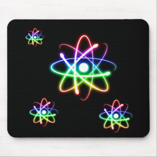 Colourful Glowing Atoms Science Gift Mouse Mat
