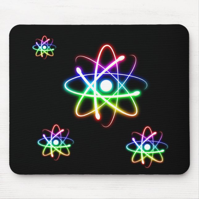 Colourful Glowing Atoms | Science Gift Mouse Mat (Front)