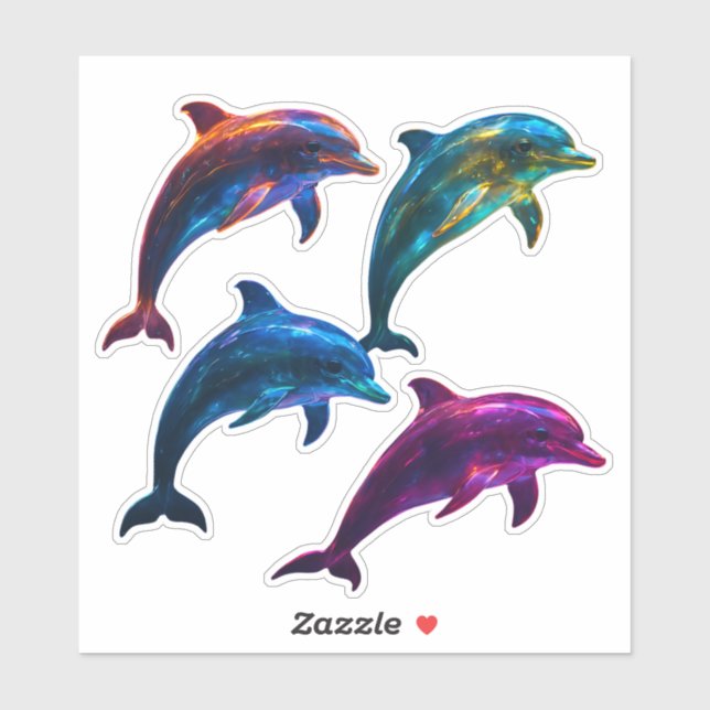 Colourful Glowing Dolphins Art  (Sheet)