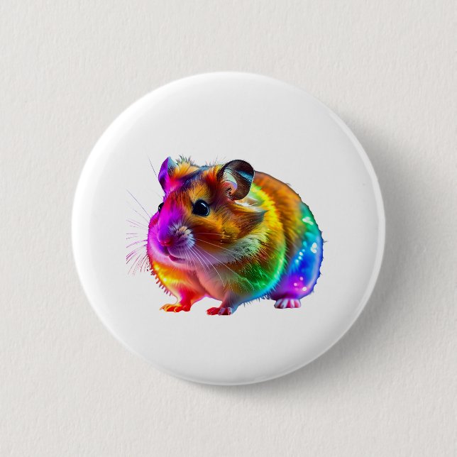 Colourful Glowing Hamster Art 6 Cm Round Badge (Front)