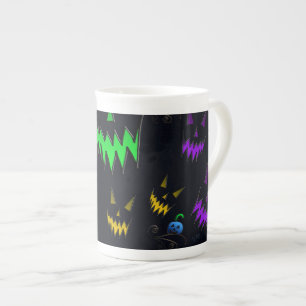Colourful Glowing Jack O' Lanterns Bone China Mug