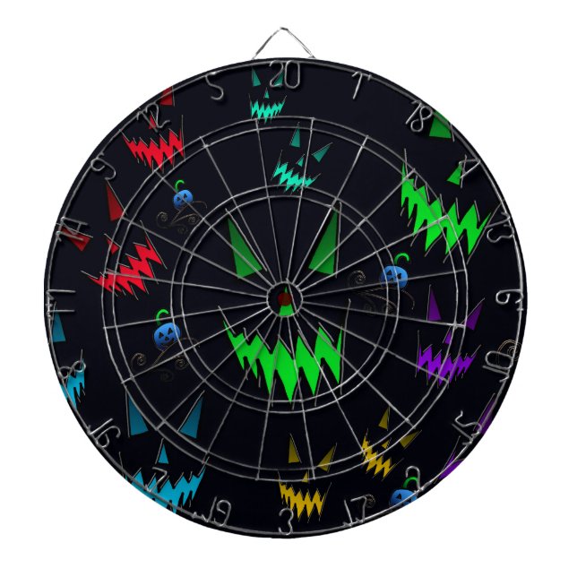 Colourful Glowing Jack O' Lanterns Dartboard (Front)