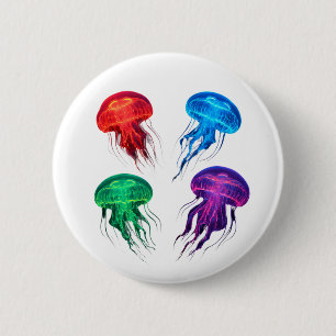 Colourful Glowing Jellyfish Art 6 Cm Round Badge