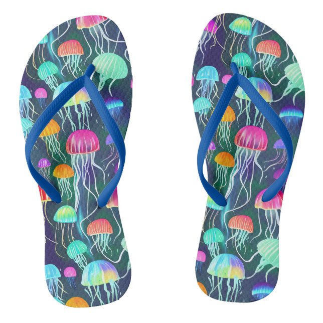 Colourful Glowing Jellyfish Flip Flops (Footbed)