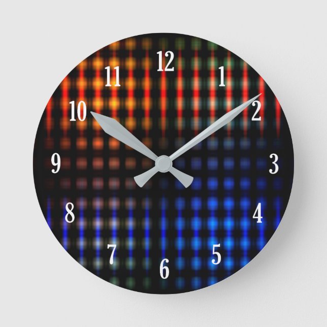 Colourful glowing lights round clock (Front)