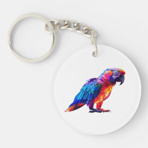 Colourful Glowing Parrot Key Ring