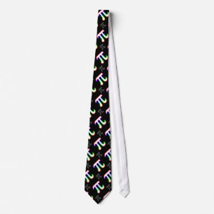 Colourful Glowing Pi Pattern Black Geek Gifts Tie