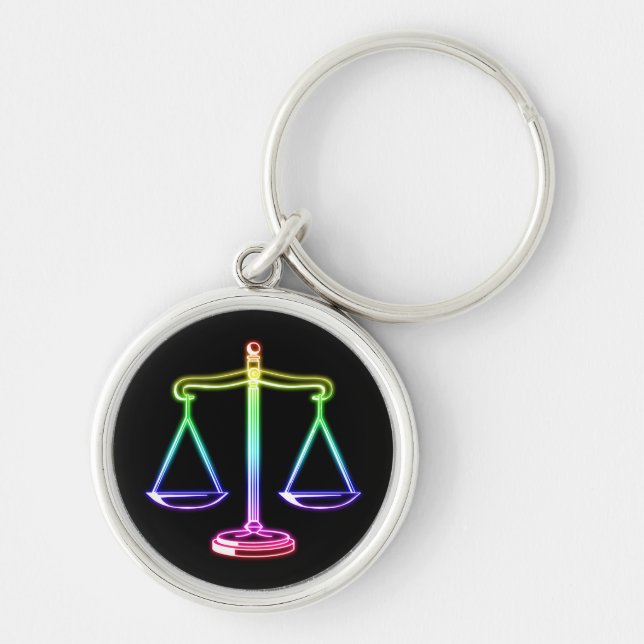 Colourful Glowing Scales of Justice Key Ring (Front)