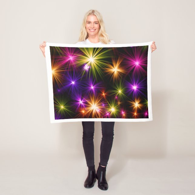 Colourful Glowing Stars Throw Blanket (In Situ)