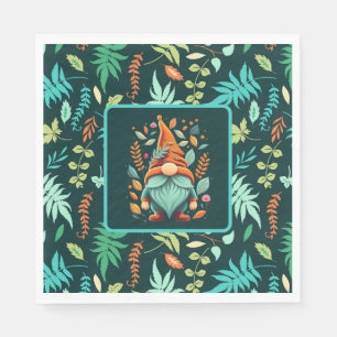 Colourful Gnome And Falling Leaves  Napkin