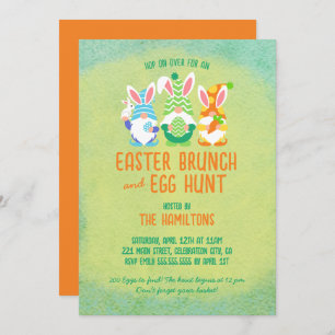 Colourful Gnome Easter Brunch and Egg Hunt Invitation