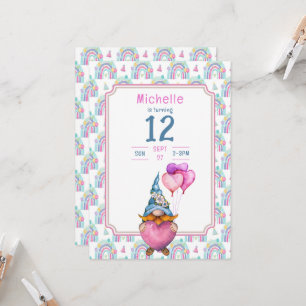 Colourful Gnome Retro Birthday Invitation