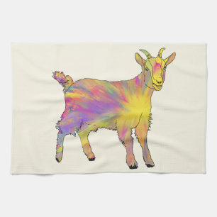 Colourful Goat Cute Artsy Funky Funny Animal Art Tea Towel