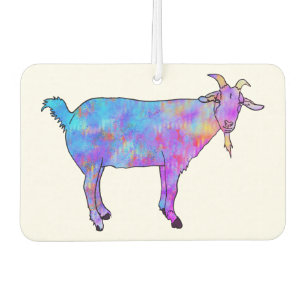 Colourful goat watercolor car air freshener