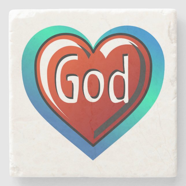 Colourful GOD Heart Stone Coaster (Front)