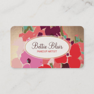 Colourful Gold Floral Makeup Artist Elegant Salon Business Card