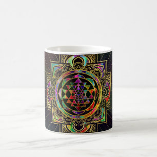 Colourful Gold framed Sri Yantra Sri Chakra Coffee Mug